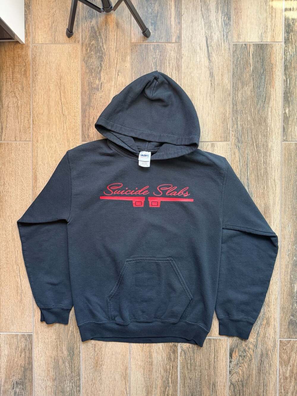 Y2K Suicide Slabs Car Club Hoodie Size S Black Skull Graphic Pullover RARE